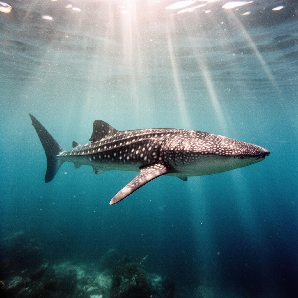 Esnorquelista junto a un gigantesco tiburón ballena